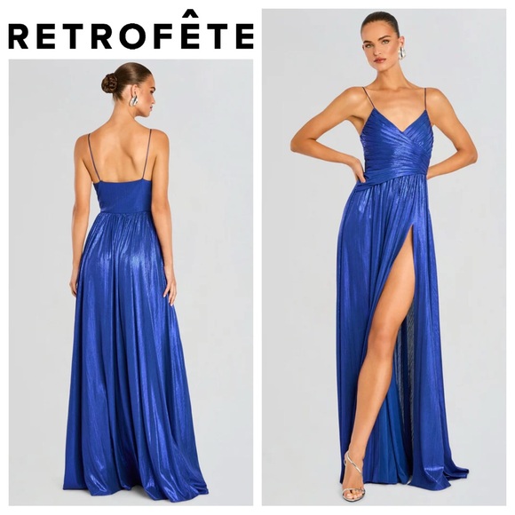 Retrofete Dresses & Skirts - Retrofête Doss Metallic Lamé Dress in Cobalt